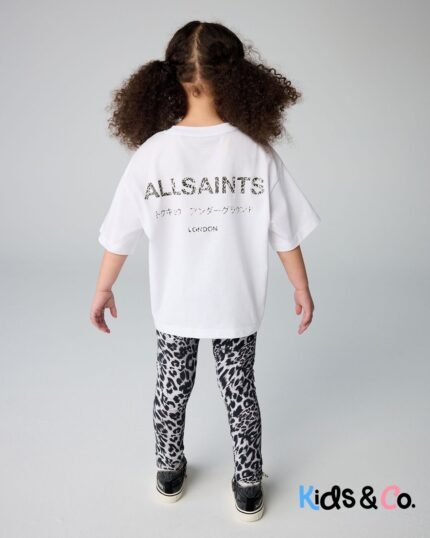 smALLSAINTS Grey Leopard Oversized Younger Girls Underground T-Shirt and Leggings Set