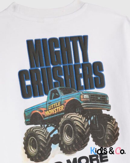 Mini Boys White Mighty Crushers Truck T-Shirt