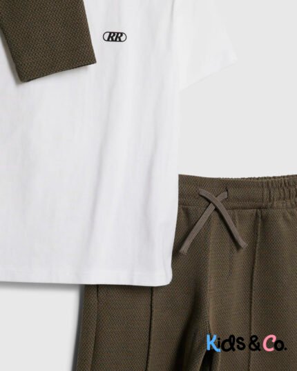 Mini Boys Khaki Textured Harrington Set