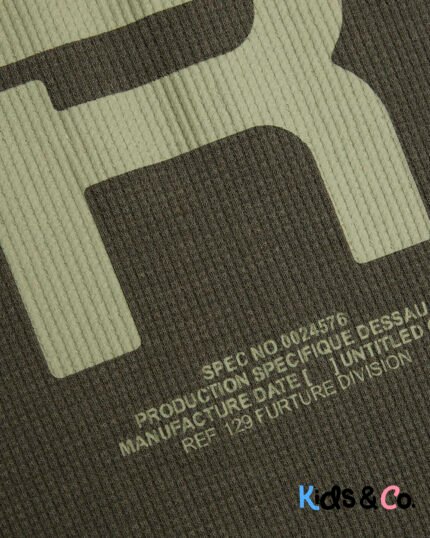 Boys Khaki RR Waffle T-Shirt Pyjama Set