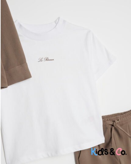 Mini Boys Beige Tailored Piece Shirt Set