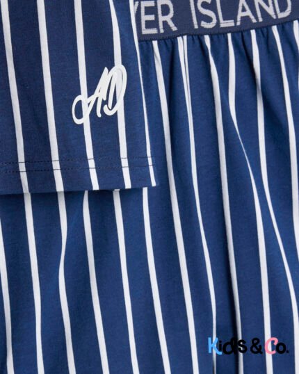 Boys Blue Stripe Shorts Lounge Set