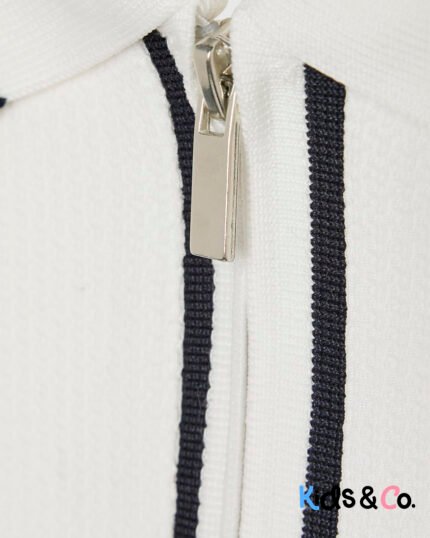Boys White Textured Polo Shirt